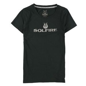 SOLFIRE Womens Original Logo Graphic T-Shirt, Black, NWT